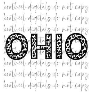 May include: Black and white leopard print letters spelling "OHIO".