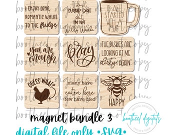 DIGITAL FILE** Magnet Bundle 3, Pop Culture References Fridge Magnets, Funny Magnets, Glowforge Ready, Laser File
