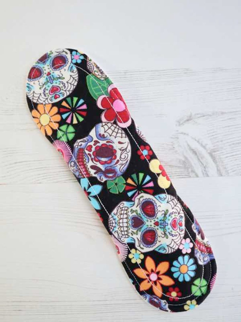 Cloth Menstrual Pad Cloth Sanitary Pad Cloth Pad 10 Light Flow Day of the Dead Black Period Pad Reusable Cloth Pads Reusable