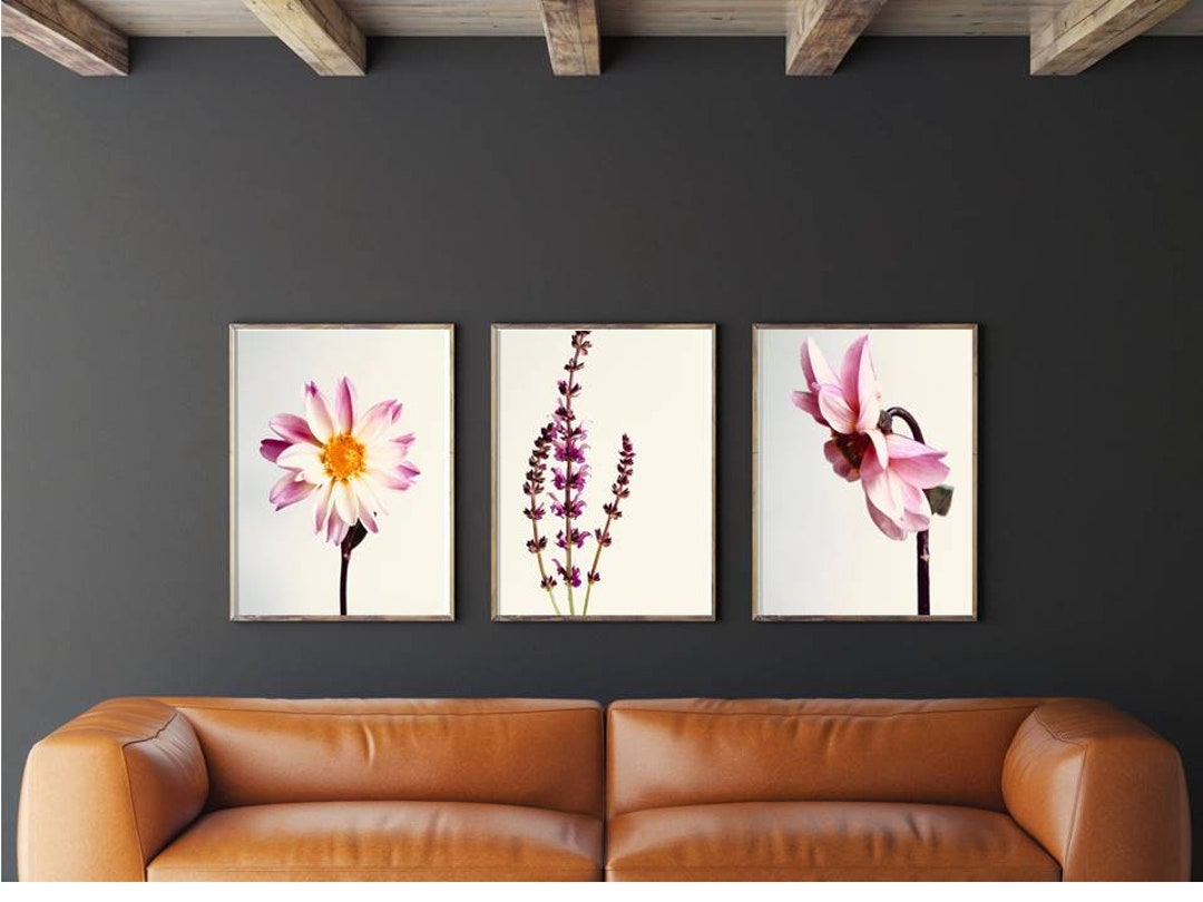 Modern Set of 3 Flower Prints Minimalist Floral Photo Print Digital ...