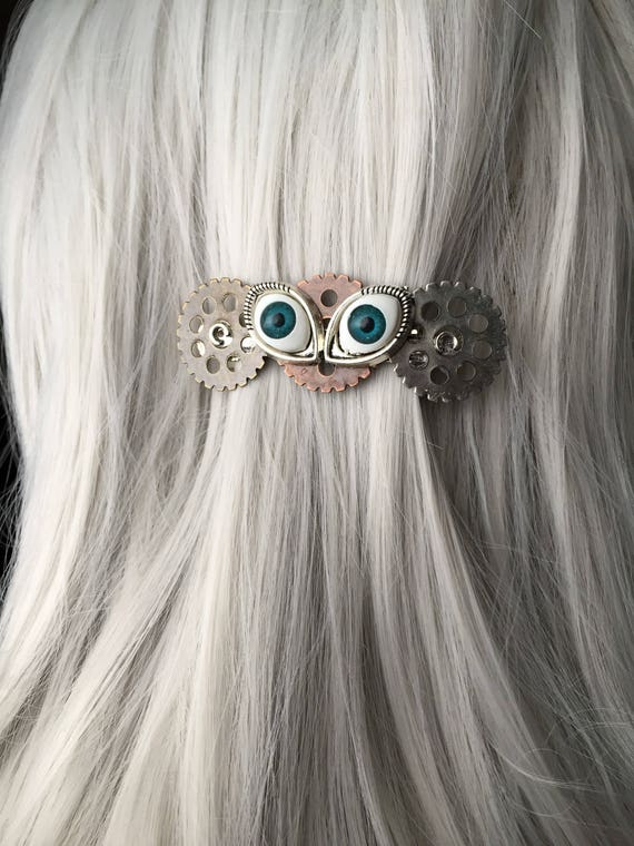 Steampunk Halloween Hair Bow Eye Hair Clip W Gears Etsy
