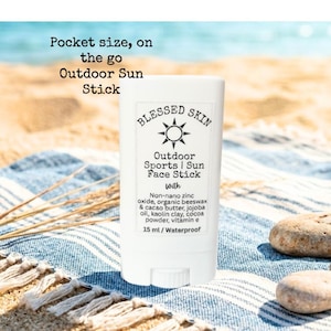 Tinted Mineral Waterproof Sun Stick, Plant-Based Face Balm | 30% Non-Nano Zinc Oxide | Cocoa Tint | Reef Friendly | Travel Size Pocket Stick