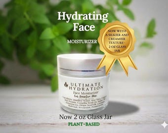 Intense Hydrating Face Moisturizer for Dry Skin Relief,  Vegan, Plant-Based Skincare for Glowing Skin, Fragrance Free, All-Natural