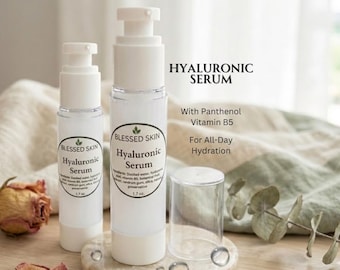 Hyaluronic Acid Face Serum for Dry Skin, Plant-Based– Hydrating Vegan Skincare with Panthenol – Natural Clean Beauty Dewy Skin Serum