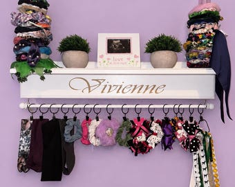 Personalisierte Stirnband, Haarschleife, Scrunchie & Halskette Display Regal - Kinderzimmer Dekor, Haar Accessoire Organizer