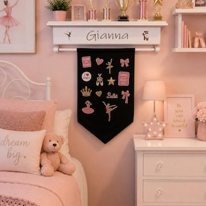 Custom Trophy Shelf w/ Pin Banner | Sports, Dance, Gymnastics Award Hanger