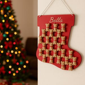 Stocking Shape Personalized Dog Treat Advent Calendar, Christmas Countdown, Pet Gift