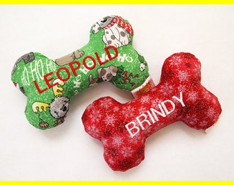 Personalized Dog Toy with Squeakers - Various Christmas Designs - Small, Medium and Large Sizes