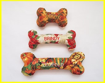 Personalized Holiday Dog Toy with Squeakers - Fall & Christmas Quilt Designs - Small, Medium and Large Sizes