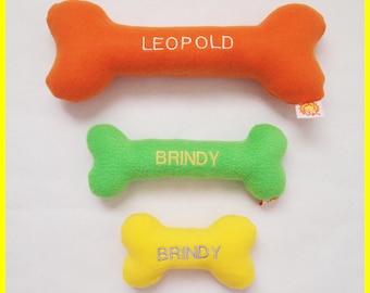 Personalized Dog Toy with Squeakers - Fleece - Solid Colors- Small, Medium and Large Sizes