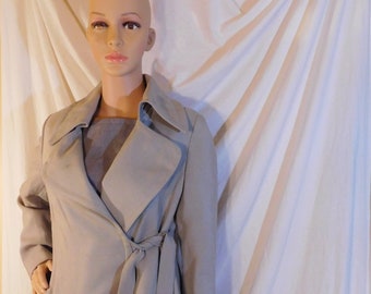 Vintage Wrap Trench Coat Beige Trench Ladies Wrap Jacket