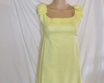 Vintage Evening Gown Yellow Bridesmaid Gown Empire Waist Bows Vintage Prom Gown