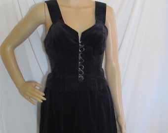 Vintage Black Velvet Bustier Top And Skirt Set 1970s Halter Top Circle Skirt