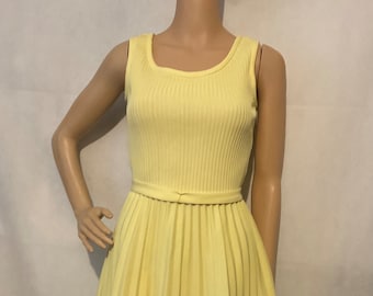 Vintage Sleeveless Dress Yellow Knit Dress