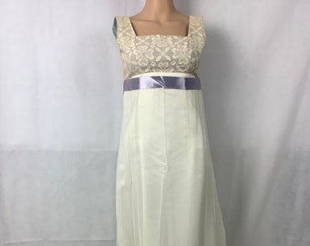 Vintage Gown White Chiffon Purple Bodice Prom Gown Bridal