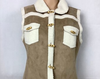 Vintage Vest Ladies Vest Faux Suede Vest Sweater Vest