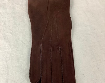 Vintage Brown Suede Gloves Brown Leather Gloves NOS