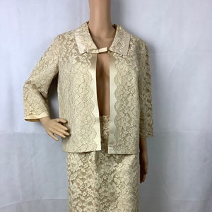 Vintage Bridal Suit Ivory Lace Jacket and Skirt image 1