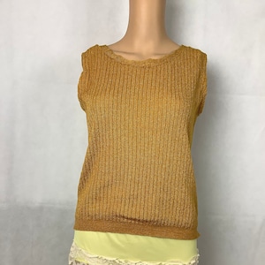 Vintage Sweater Vest Gold Lurex Sweater