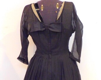 Ferman O'Grady Chiffon Satin Party Dress Illusion Neckline Cocktail Dress Vintage