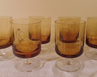 Vintage Glassware Amber Glass Coffee Cups Tea Cups Parfait Glasses