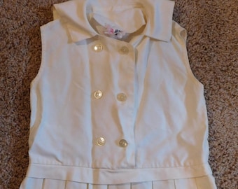 Little Girls Ivory Sailor Dress Pleated Skirt by All Time Togs
