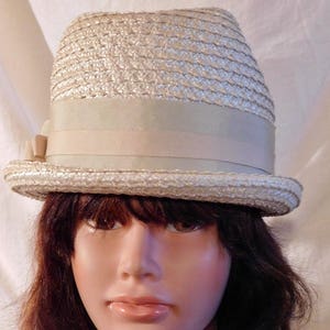 Vintage Fedora Beige Woven Hat with Beige Grossgrain Ribbon and Bow Accent Renee Exclusive image 1