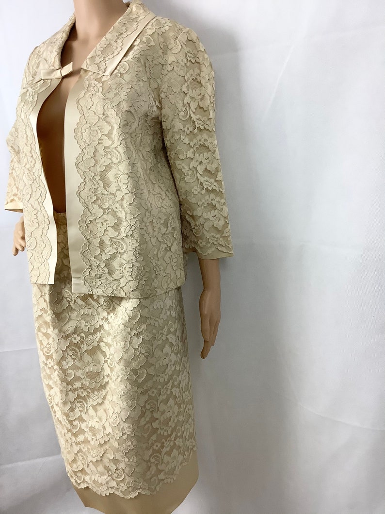 Vintage Bridal Suit Ivory Lace Jacket and Skirt image 9