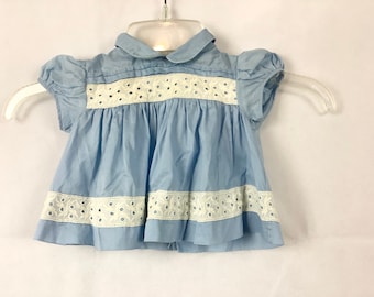 Vintage Baby Clothes Blue Dress Duets by Little Craft 6 - 9 Months
