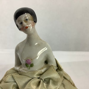 Vintage Porcelain Half Doll Made in Germany 1920s Pin Cushion Porcelain Doll image 6