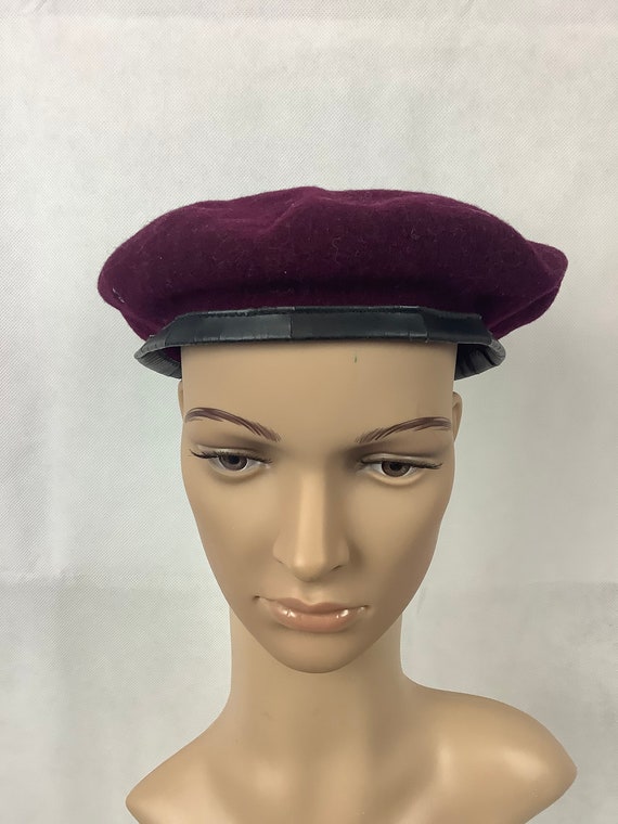 Vintage Beret Burgundy Wool Beret French Beret Del