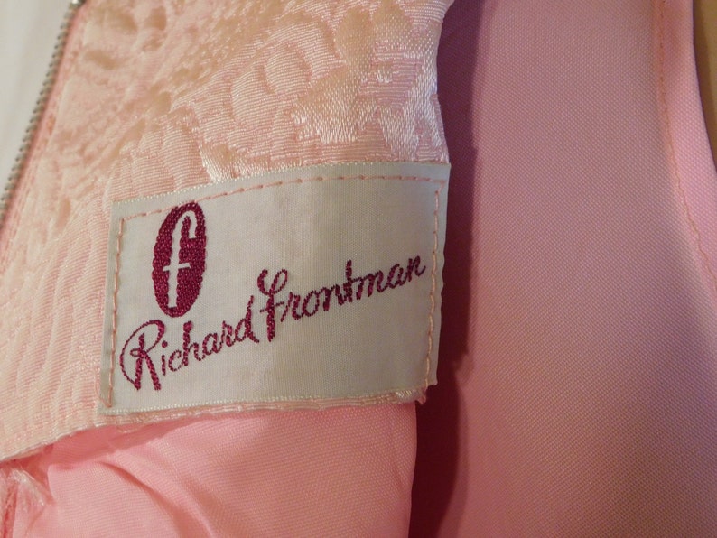 Vintage F Richard Frontman Pink Brocade Cocktail Dress 1960s Couture Cocktail Dress image 5