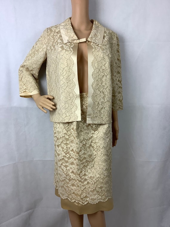 Vintage Bridal Suit Ivory Lace Jacket and Skirt - image 1