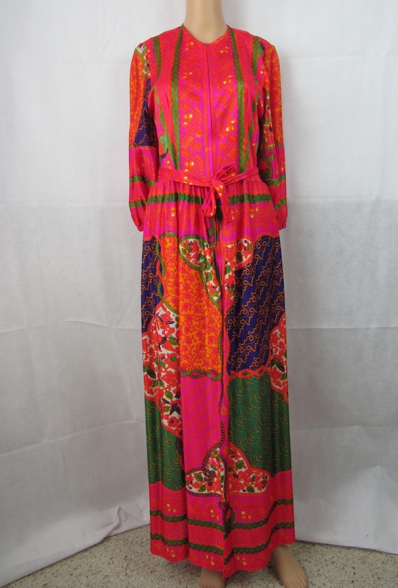 Vintage Maxi Dress 1960s 1970s Loungewear DeWeese