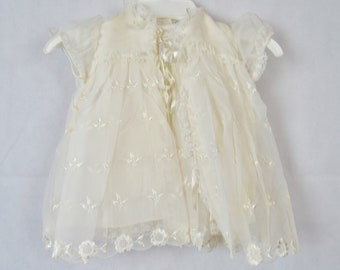 Vintage Christening Gown 5 Piece Set Robe Sheer Dress Slip Hats Plastic Ruffle Panties Carol Joy Creation Baby Clothes Doll Clothes