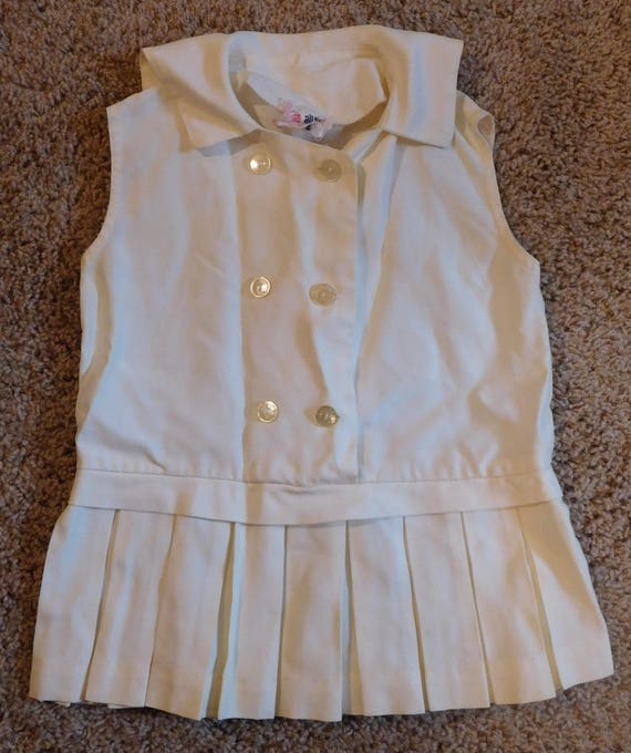 Little Girls Ivory Sailor Dress Pleated Skirt by … - image 1