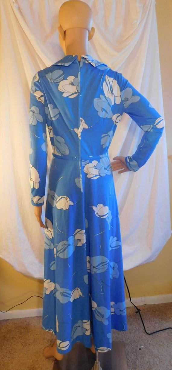 Harold Grant Blue Floral Print Maxi Dress Hawaiia… - image 3