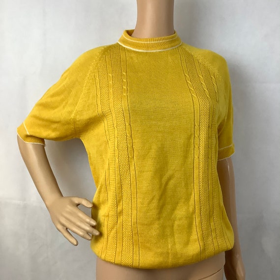 60s - 70s Full Fashion Sweater Mustard Yellow Sho… - image 2
