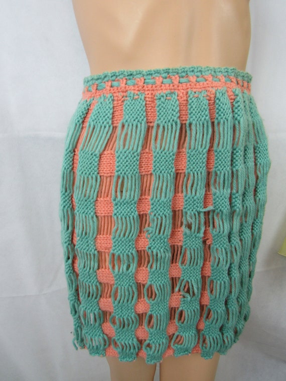 Vintage Wrap Skirt Crocheted Skirt Turquoise Wrap Ski… Gem