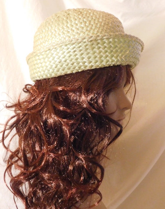 Vintage Straw Hat Avocado Green Straw Hat Grossgr… - image 4