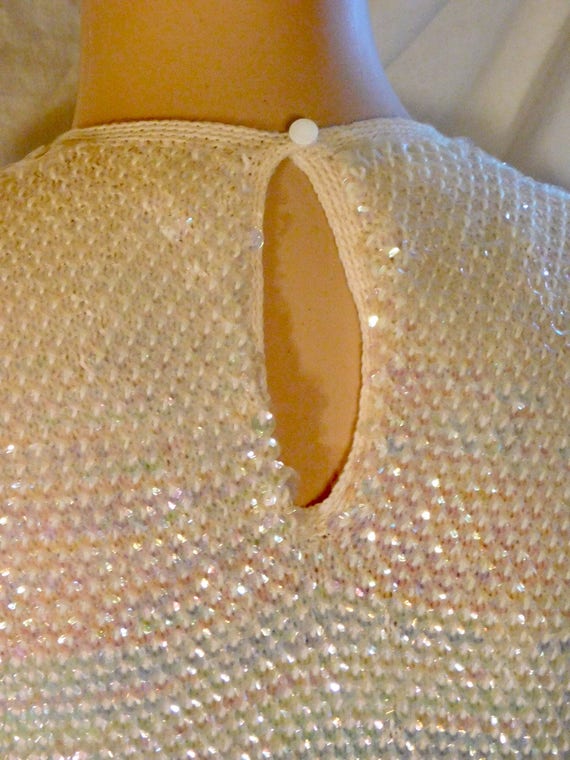 Vintage Sequin Top Sleeveless Knit Sequin Shell W… - image 7