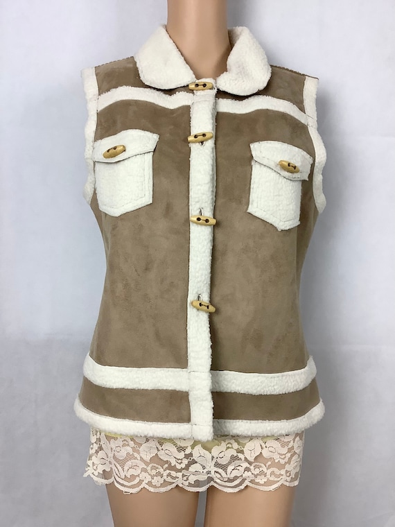 Vintage Vest Ladies Vest Faux Suede Vest Sweater V