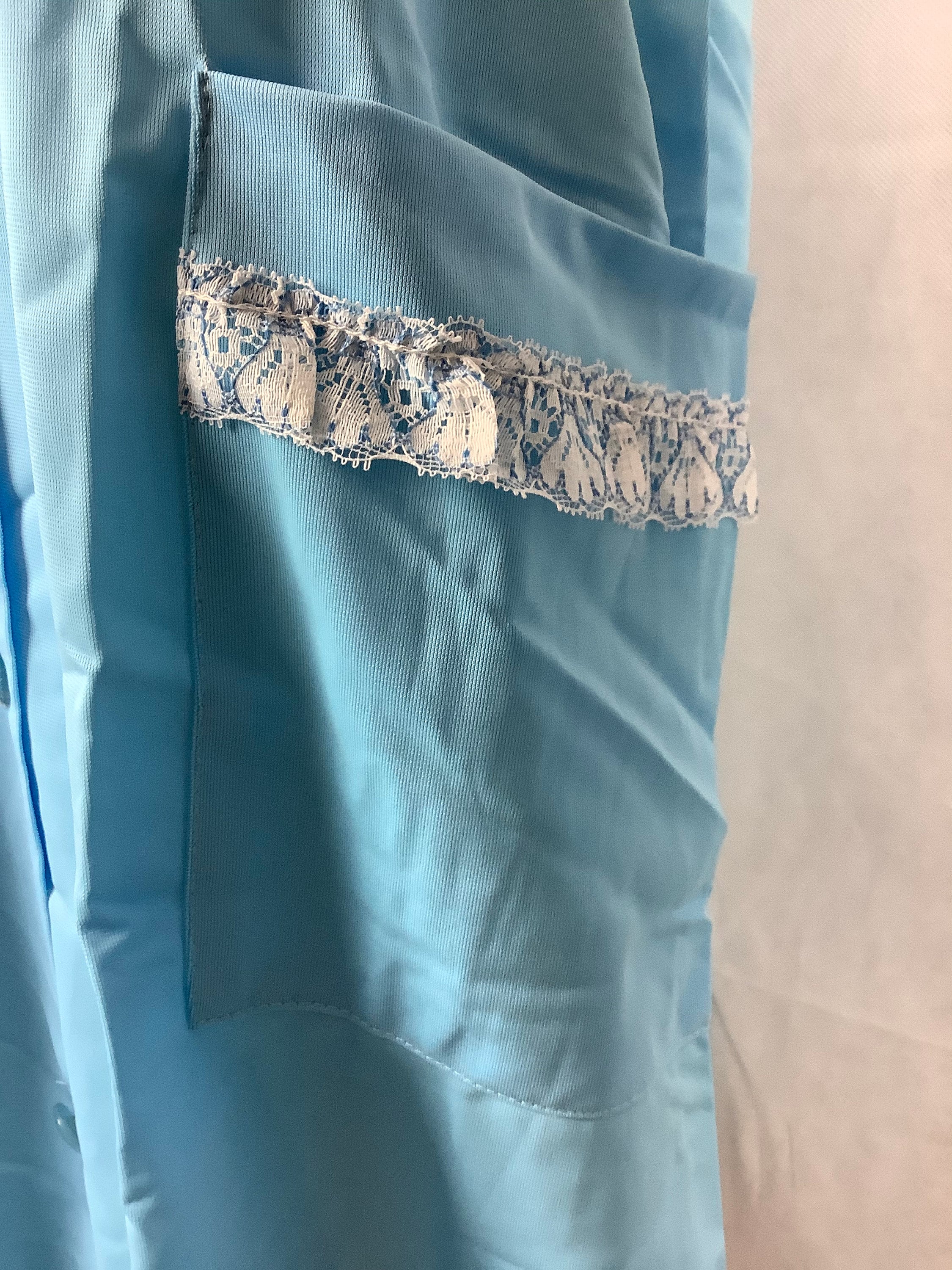 Vintage Housecoat Blue Nylon Robe Lace Housecoat Etsy