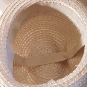 Vintage Fedora Beige Woven Hat with Beige Grossgrain Ribbon and Bow Accent Renee Exclusive image 6