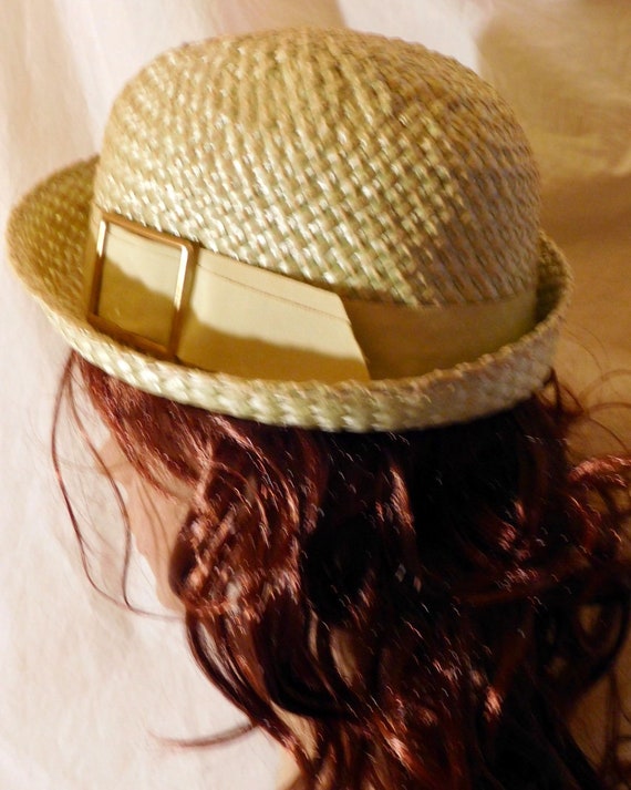 Vintage Straw Hat Avocado Green Straw Hat Grossgr… - image 2