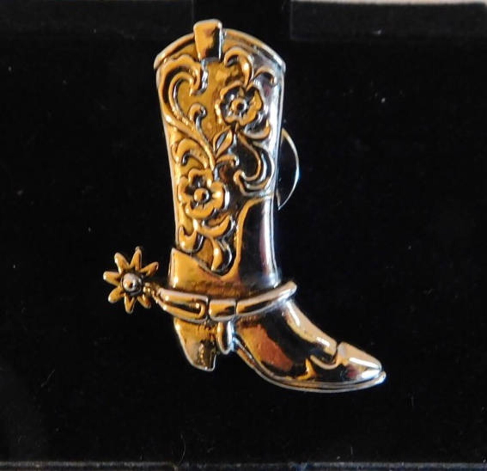 Cowboy Boot Tie Tack Silver Cowboy Boot With Spur Tie Pin Etsy
