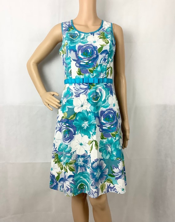 Componix Blue Floral Dress Sleeveless Floral Dress