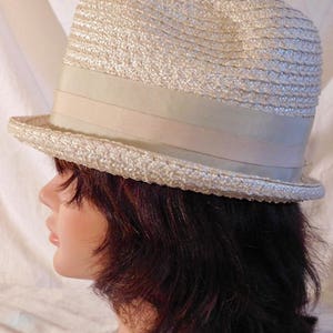 Vintage Fedora Beige Woven Hat with Beige Grossgrain Ribbon and Bow Accent Renee Exclusive image 2