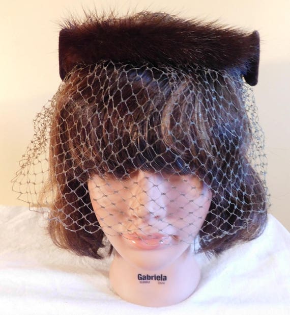 Mink Fascinator Vintage Mink Hat Mink Whimsy Brow… - image 1