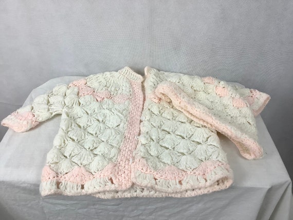 Vintage Baby Clothing Hand Knit Sweater and Cap W… - image 1